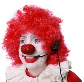 Clown talking on the phone